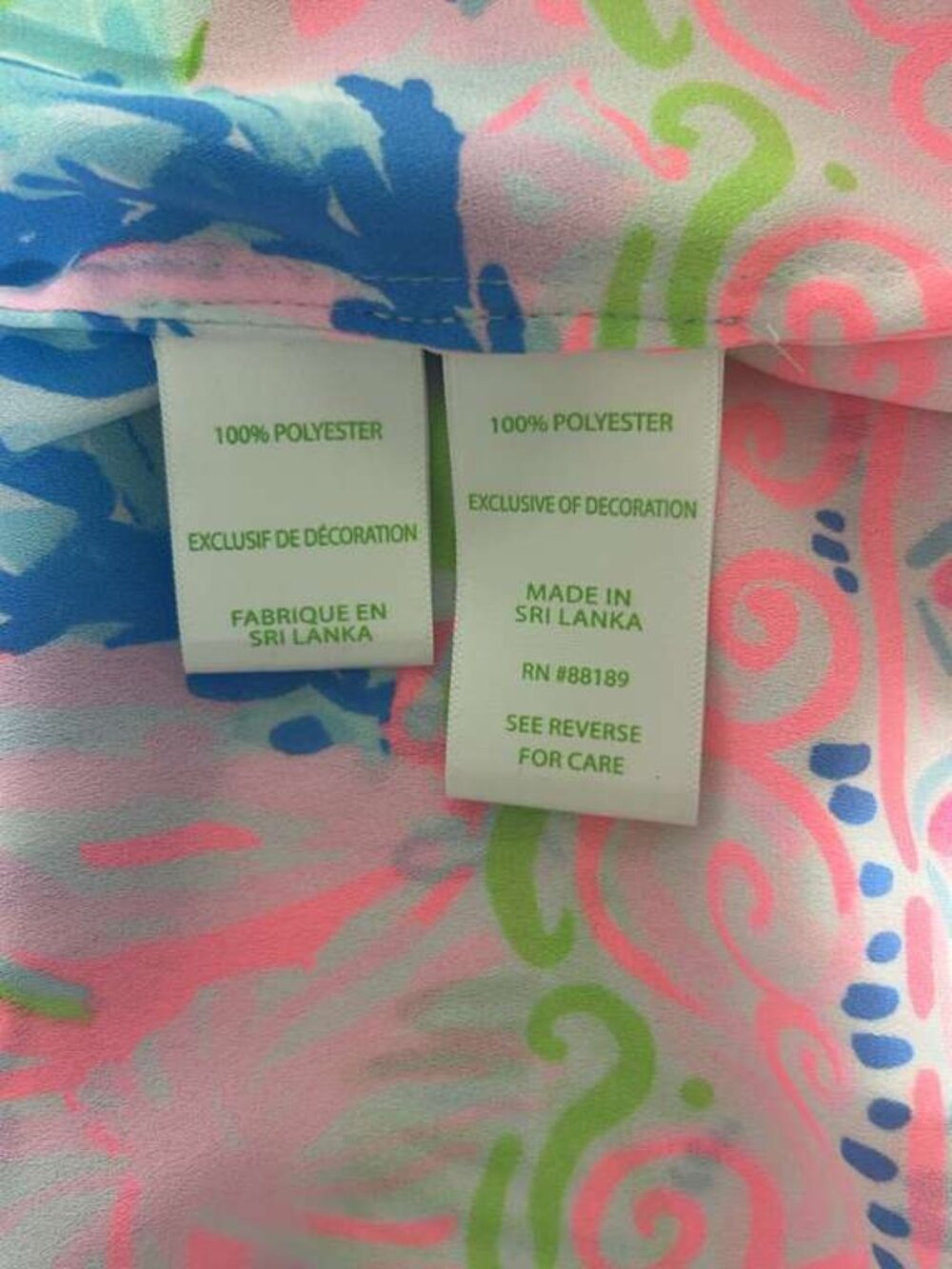 Lilly Pulitzer XS Tropical Floral Tassel Tunic Blouse Blue Pink - Picture 10 of 10